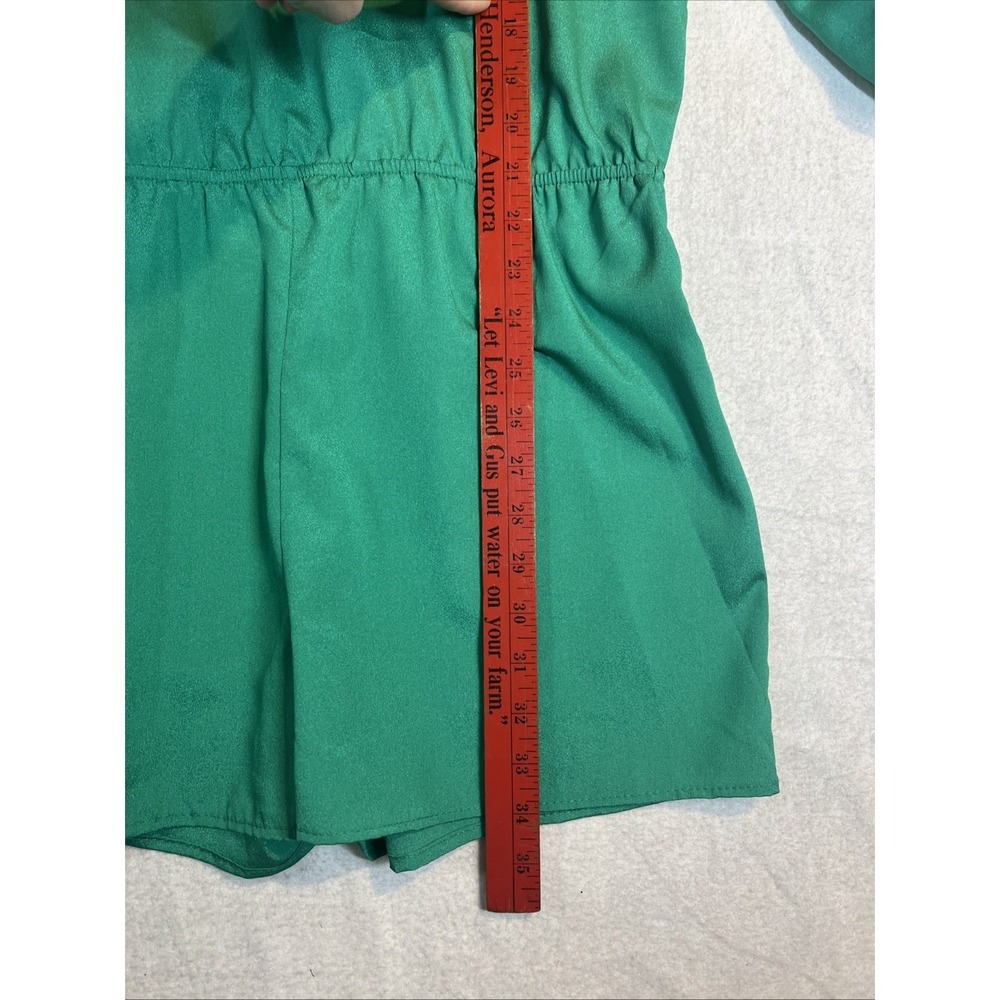 Renee Co. Green Jumper Romper Short Ruffles Peek-a-boo Shoulders Large - Picture 7 of 10